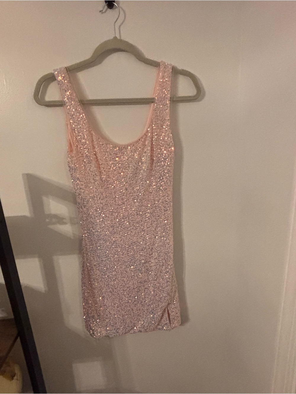 Anthropologie Mable Light Pink iridescent sequin mini dress NWT